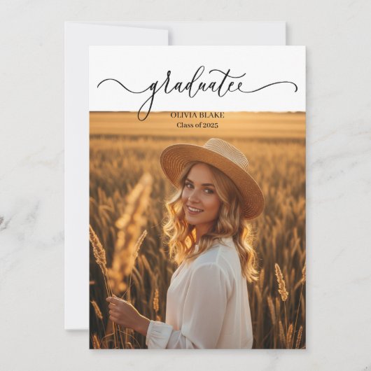 2枚モダンの写真の卒業招待状付き 招待状 (正面)