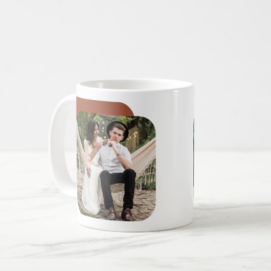 2枚モダンの写真の日付を新しく結婚作成した図形 コーヒーマグカップ (正面左)