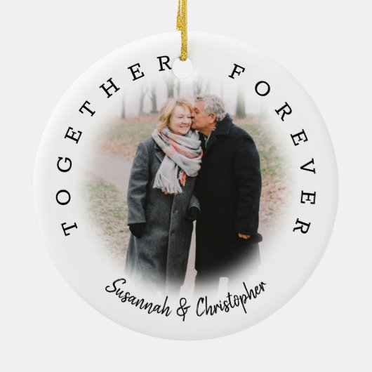 2枚モダンの写真を永遠に一緒 セラミックオーナメント (裏面)
