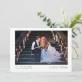 2枚モダンの写真エレガントタイポグラフィのメ結婚ッセージ サンキューカード (スタンド正面)