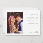 2枚モダンの写真エレガントタイポグラフィのメ結婚ッセージ サンキューカード (裏面)