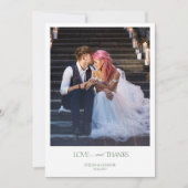2枚モダンの写真エレガントタイポグラフィのメ結婚ッセージ サンキューカード (正面)