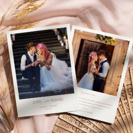 2枚モダンの写真エレガントタイポグラフィのメ結婚ッセージ サンキューカード