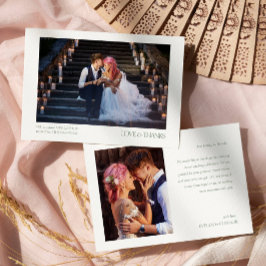 2枚モダンの写真エレガントタイポグラフィのメ結婚ッセージ サンキューカード