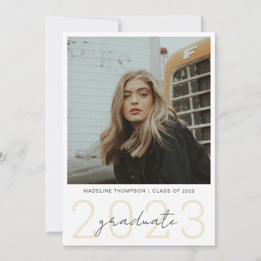 2枚モダンの写真シンプル卒業式パーティー付き 招待状 (正面)