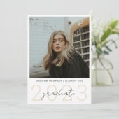 2枚モダンの写真シンプル卒業式パーティー付き 招待状 (スタンド正面)