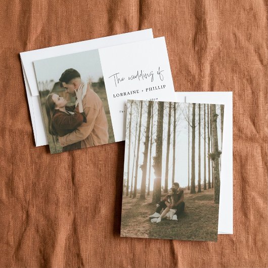 2枚モダンの写真シンプル結婚式招待状 招待状