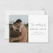 2枚モダンの写真シンプル結婚式招待状 招待状 (正面)