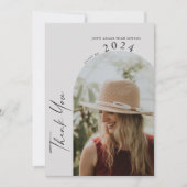 2枚モダンの写真ミニマル手書き卒業 サンキューカード (正面)