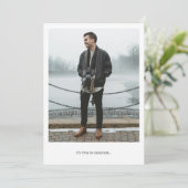 2枚モダンの写真ミニマル白黒の卒業 招待状 (スタンド正面)