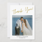 2枚モダンの写真両面結婚お願い サンキューカード (正面)