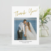 2枚モダンの写真両面結婚お願い サンキューカード (スタンド正面)