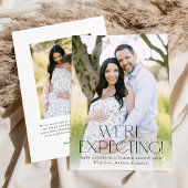 2枚モダンの写真妊娠を期待 案内状