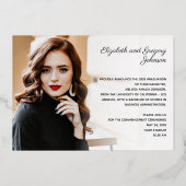 2枚モダンの写真実在の卒業表 箔招待状 (裏面)