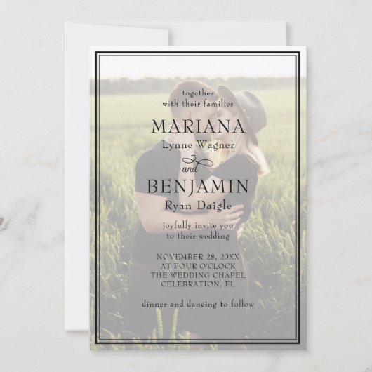 2枚モダンの写真結婚式招待状 招待状 (正面)