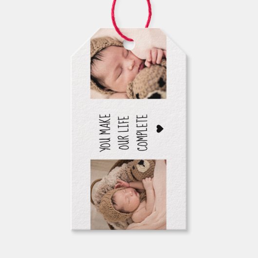 2枚モダンの写真 |私たちの生活を完成させる ギフトタグ (正面)
