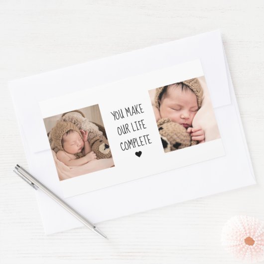 2枚モダンの写真 |私たちの生活を完成させる 長方形シール (封筒)