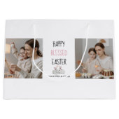 2枚モダンの写真 | Happy 賛美 Easter |バニー ラージペーパーバッグ (正面)