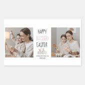 2枚モダンの写真 | Happy 賛美 Easter |バニー 長方形シール (正面)