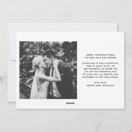 2枚モダンの文字 | 結婚したとメリー シーズンカード (裏面)