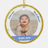 2枚モダンの男の赤ちゃん初めてのクリスマスおじさん セラミックオーナメント (正面)