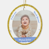 2枚モダンの男の赤ちゃん初めてのクリスマスおじさん セラミックオーナメント (左)