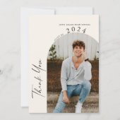 2枚モダンミニマルの写真ベージュ卒業 サンキューカード (正面)