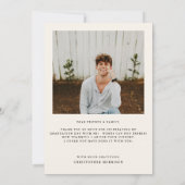 2枚モダンミニマルの写真ベージュ卒業 サンキューカード (裏面)