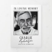 2枚モダン写真の葬儀/メモリアル 三つ折りプログラム (カバー)