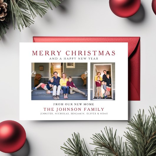 2枚モダン写真ホリデー引越し告知 ポストカード