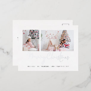 2枚モダン写真メリークリスマス実在ホイルホリデー 箔シーズンポストカード