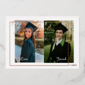 2枚伝統的の写真の卒業発表フォイル 箔招待状 (正面)