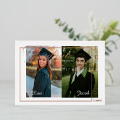 2枚伝統的の写真の卒業発表フォイル 箔招待状 (立ち正面)