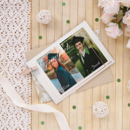 2枚伝統的の写真の卒業発表フォイル 箔招待状