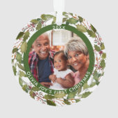 2枚写真私たちの祖父母としての初めてのクリスマスリース オーナメント (裏面)