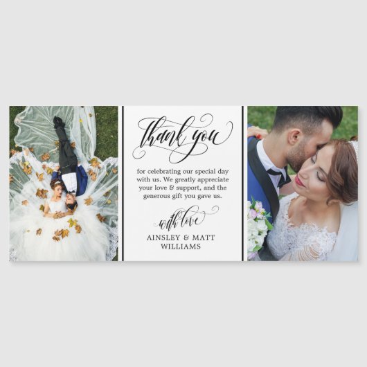 2枚渦巻形のの写真結婚をスクリプトする マグネット招待状 (正面)