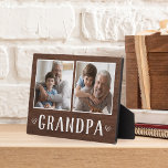 2枚素朴のフォトグランパ フォトプラーク<br><div class="desc">父魅力的の日、誕生日、祖父母の日の木製の看板には、素朴な背景に下に「おじいちゃん」と一緒に2枚の写真が並んでいる。</div>