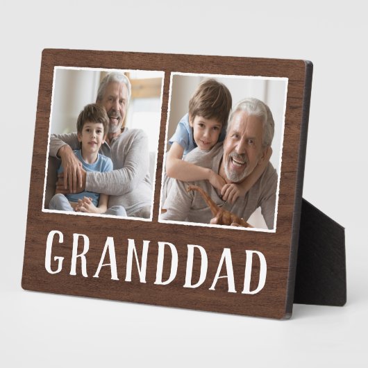 2枚素朴の写真おじいちゃん フォトプラーク (側面)