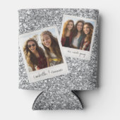 2枚 – シルバーグリッタースクエアフォトコラージュ 缶クーラー (正面)