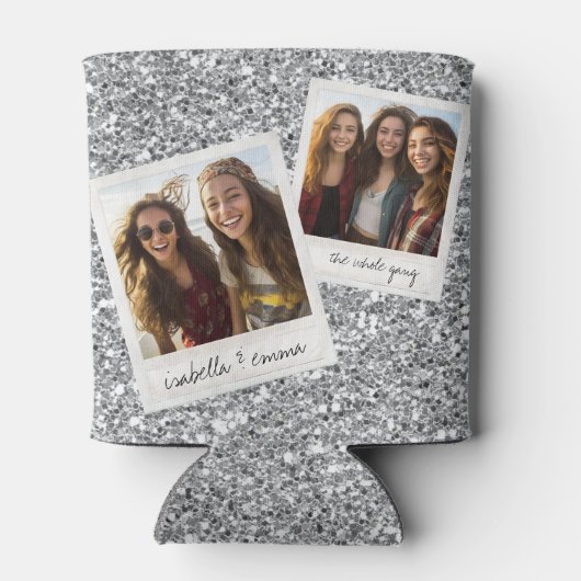 2枚 – シルバーグリッタースクエアフォトコラージュ 缶クーラー (裏面)