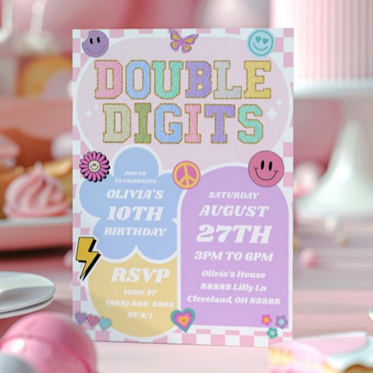 2桁のパッ名門私立校風のチ10th誕生日パーティー 招待状