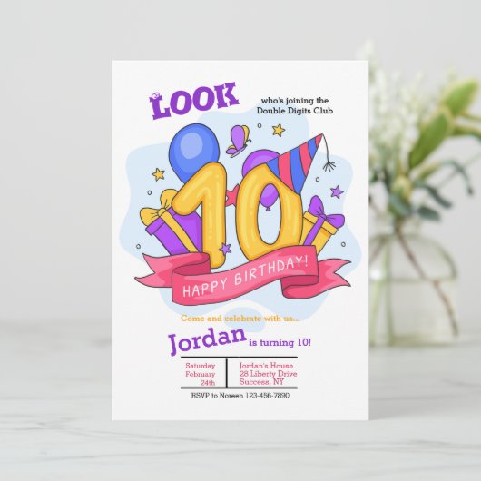 2桁の誕生日招待状 招待状 (スタンド正面)