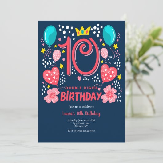 2桁の誕生日 招待状 (スタンド正面)