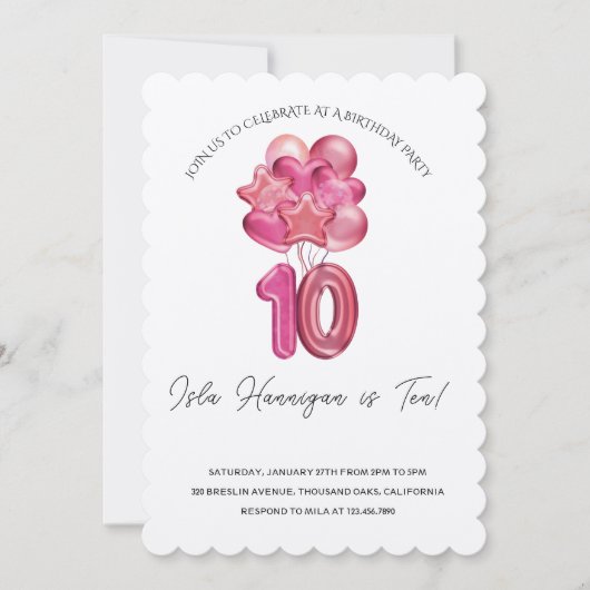 2桁の誕生日Bash 招待状 (正面)