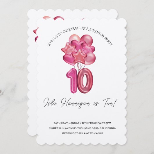 2桁の誕生日Bash 招待状 (正面/裏面)