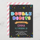 2桁の10th誕生日カード 招待状 (正面/裏面)