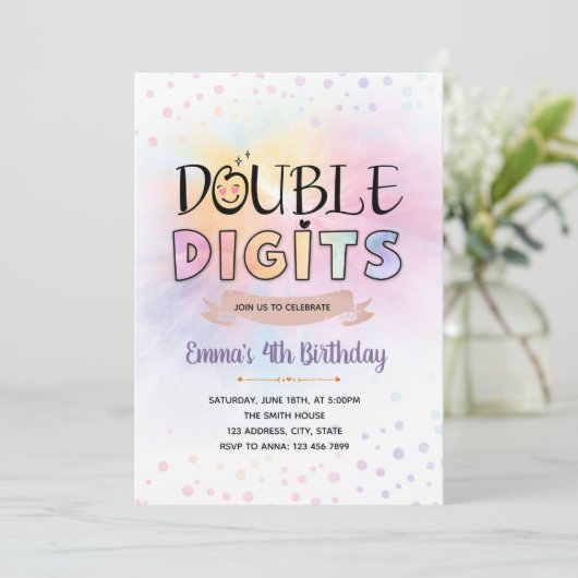 2桁のGroovy誕生日の招待 招待状 (スタンド正面)