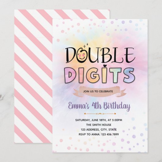 2桁のGroovy誕生日の招待 招待状 (正面/裏面)