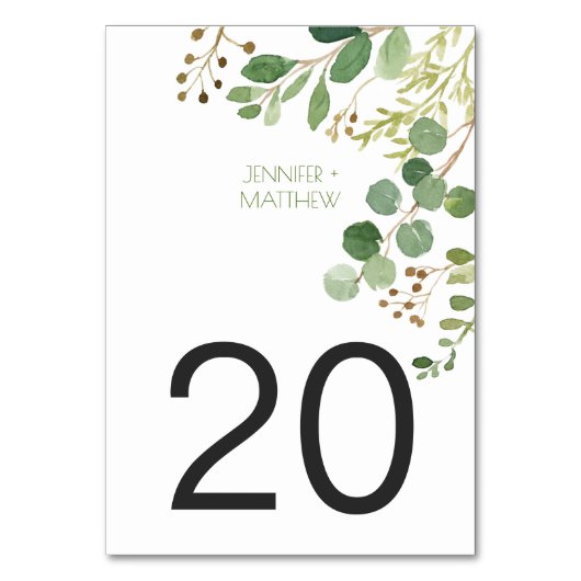 #2植物の夢の素朴な緑の草木はカードを台に置きます テーブルナンバー (正面)