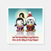 2極愛の鳥の祝クリスマス スタンダードカクテルナプキン (正面)